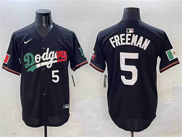 Mens Los Angeles Dodgers #5 Freddie Freeman Black Mexico Flag Limited Stitched Jersey